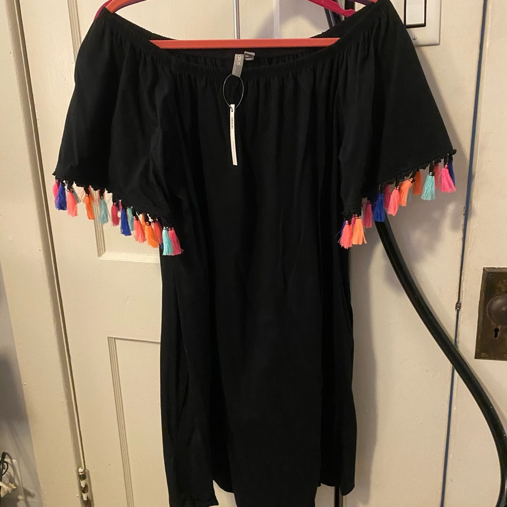 ASOS black tassel beach dress
